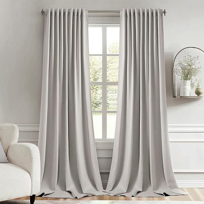 MIULEE Cobblestone Back Tab Blackout Curtains 52x108 Inch Long 2 Panels Set | by MIULEE