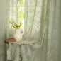 YJ YANJUN Vintage Lace Curtains 63 Inch Length-Elegant Floral Sage Green Sheer by YJYANJUN
