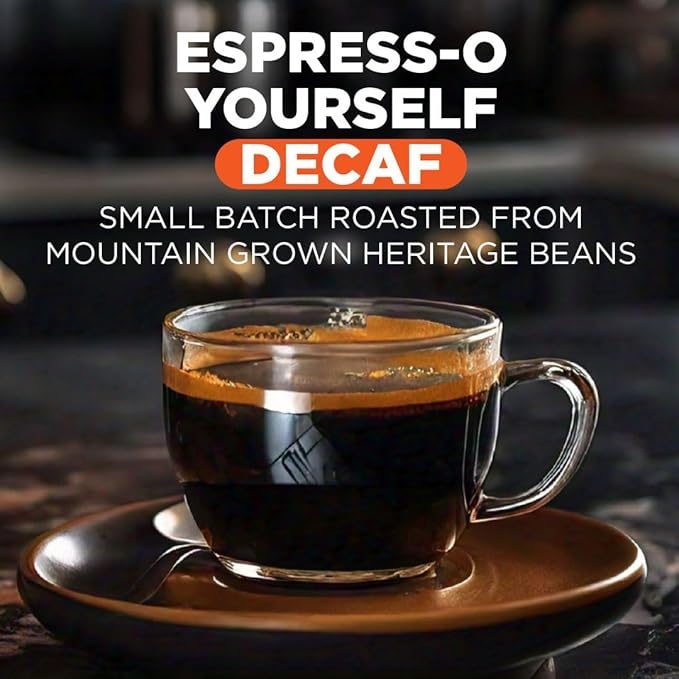 Maud's Decaf Espresso Roast Coffee Pods, 18 ct, Decaffeinated Dark Roast Recyclable Single Serve Pods – 100% Arabica Coffee, Compatible with Keurig K Cups Maker