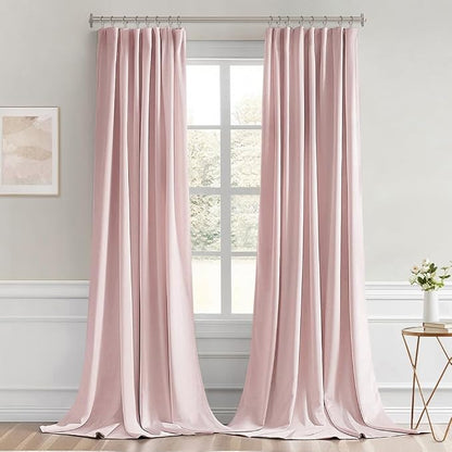 MIULEE Light Pink Back Tab Blackout Curtains 52x102 Inch Long 2 Panels Set | - Image 9