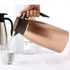 68oz Thermal Coffee Carafe, Stainless Steel Coffee Carafes for Keeping Hot, Airpot Insulated Tea Pot Dispenser for Hot Water, Tea, Hot Beverage - Keep 12 Hours Hot, 24 Hours Cold, Cold