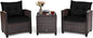 COSTWAY 3PCS Patio Furniture Set, PE Rattan Wicker Sofa w/Washable Cushion and by COSTWAY