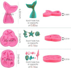 SAKOLLA Mermaid Theme Silicone Fondant Mold - Mermaid Tail Seashell Starfish Hippocampus Conch Silicone Mold for Under The Sea Cake Decoration, Gum Paste, Polymer Clay, Cupcake Decor, Sugar Craft