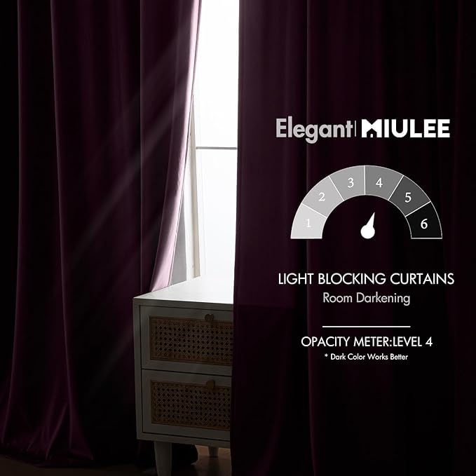 MIULEE Dark Purple Velvet Curtains 52x90 inches Luxury Blackout Curtains | - Image 5