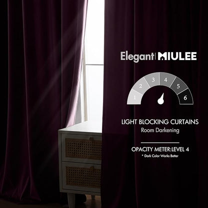 MIULEE Dark Purple Velvet Curtains 52x90 inches Luxury Blackout Curtains | - Image 5