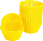 uxcell 42Pcs Silicone Cupcake Liners, Non-Stick Baking Cups, for Cooking Eggs, Baking Muffins and Make a Cake(Yellow)