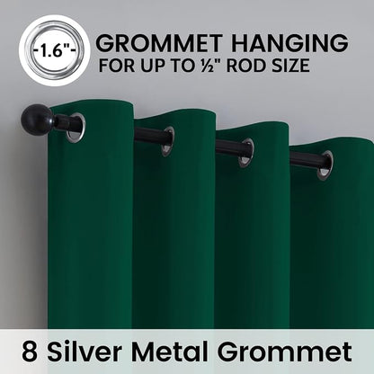 SimpleHome Dark Green 100% Blackout Curtains Room Darkening Living Room 36 | - Image 6