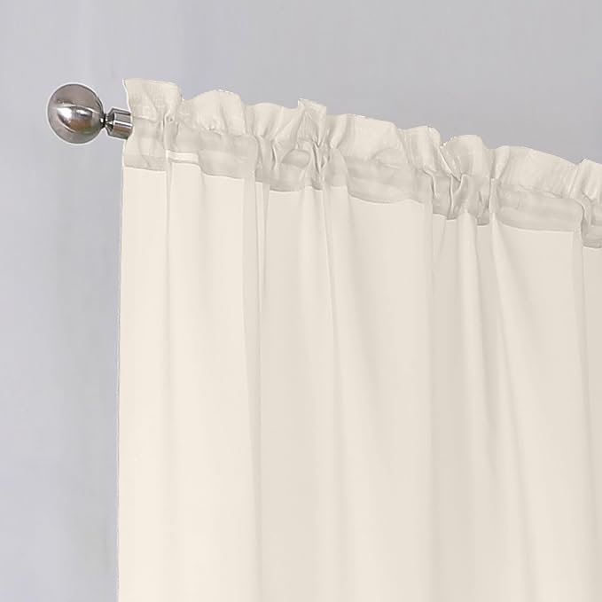 Simplebrand Cream Sheer Curtains 63 Inch Length 2 Panels, Rod Pocket Solid - Image 5