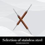 2-Pack Latte Art Pen Set, Stainless Steel Coffee Drawing Tool with Wood Handle, Double-Ended Barista Accessories for Creating Professional Espresso Tools, Home & Travel & Cafe Use