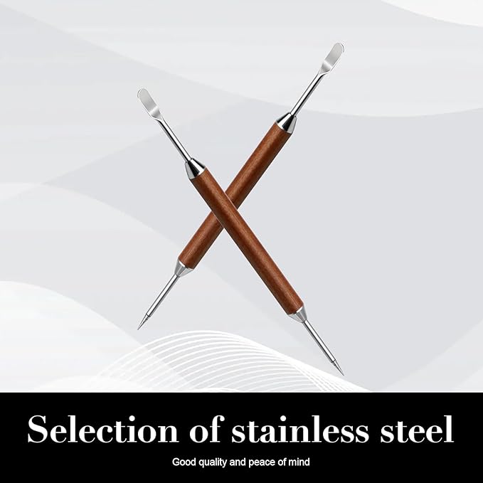 2-Pack Latte Art Pen Set, Stainless Steel Coffee Drawing Tool with Wood Handle, Double-Ended Barista Accessories for Creating Professional Espresso Tools, Home & Travel & Cafe Use