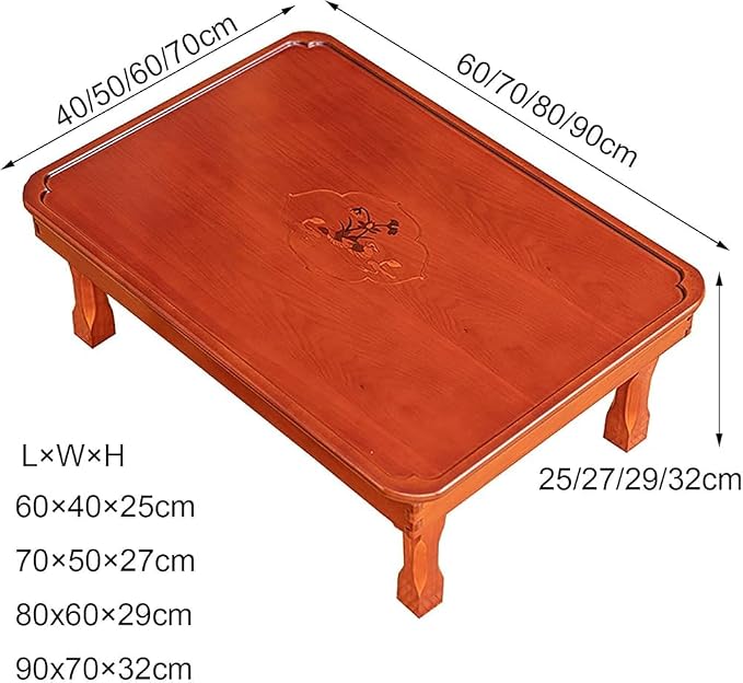 Folding Table, Korean Tatami Dining Table/Tea Room Table/Kang Table/Low Wooden - Image 3