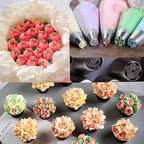 Russian Piping Tips Set with 7 Flower Icing Tips & 2 Leaf Pastry Tips Nozzles for Frosting Cookie Cupcake Cake Decorating