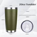 20oz Tumbler Bulk with Lid and Straw, Stainless Steel Double Wall Vacuum Insulated Travel Mug, Powder Coated Coffee Cups for Hot and Cold Drinks,Funny Gifts for Women Men(Navy Green,1)