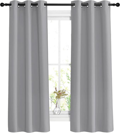 NICETOWN Silver Grey Bedroom Curtains 63 inch Length 2 Panels Set by NICETOWN