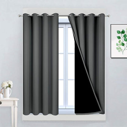 Yakamok Dark Grey 100% Blackout Curtains 45 Inches Long 52" Wide 2 Panels | by Yakamok