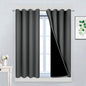 Yakamok Dark Grey 100% Blackout Curtains 45 Inches Long 52" Wide 2 Panels | by Yakamok