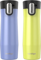 Contigo® AUTOSEAL® West Loop Vacuum-Insulated Stainless Steel Travel Mug with Easy-Clean Lid, 20 oz, 2-Pack, Aster Frosted Pearl; Limelight Frosted Pearl