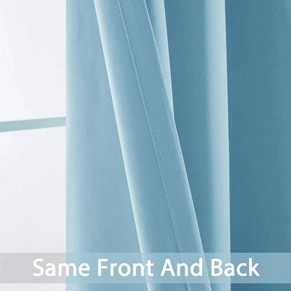 Yakamok Sky Blue Room Darkening Curtains 84 inch Sliding Door Drapes | 1 - Image 5