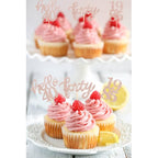 Rose Gold Glitter 40th Birthday Cupcake Toppers 40th Birthday Celebrating Party Decorations - Set of 24