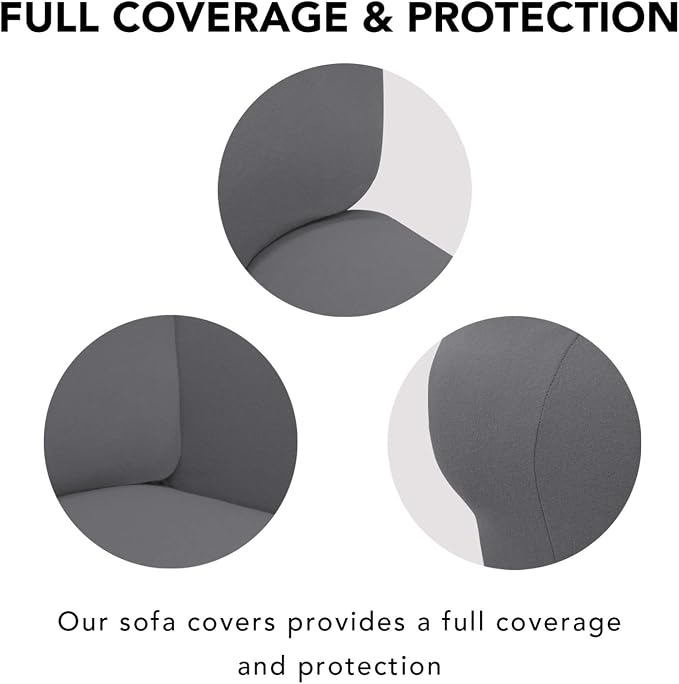 PureFit Stretch Couch Covers for Sofa Large Sofa Slipcovers Gray | 1-Piece Sofa - Image 3