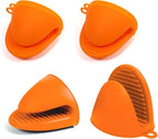 Oven Mitts Silicone Pot Holders Set Heat Resistant for Kitchen - ChufanMomsil 6 PCS Mini Silicone Oven Gloves Kitchen Mittens, Short Pot Pinch Grips for BBQ & Baking, Orange