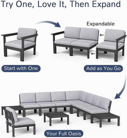 Stoog 6-Piece Patio Sectional Sofa Set, Modular Outdoor Furniture Set - Image 4