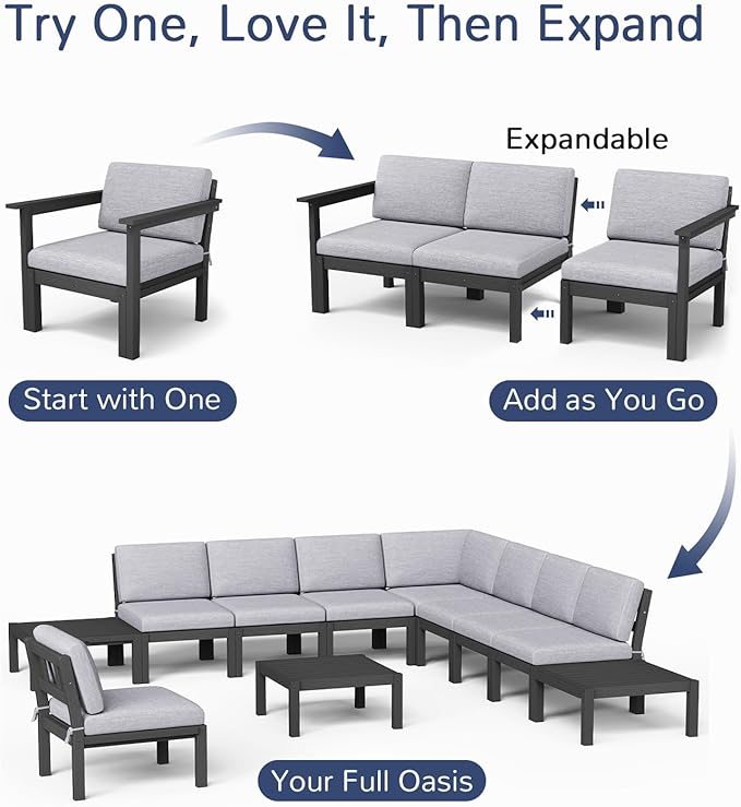 Stoog 11-Piece U-Shaped Patio Sectional Sofa Set, All-Weather Modular & - Image 4