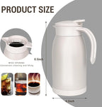 41 Oz Thermal Coffee Carafe Stainless Steel Insulated Thermos Double Wall Vacuum Flask Leak-Proof Thermos for Travel Office School Party Camping Use-Milk rice white