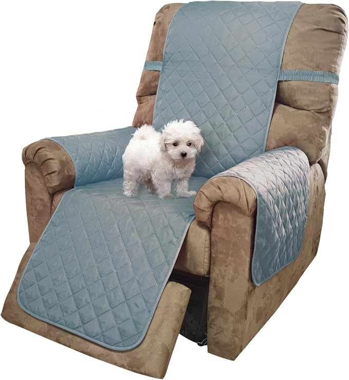 U-NICE HOME Reversible Recliner Chair Covers, Light Blue/Beige | 28''Recliner by U-NICEHOME