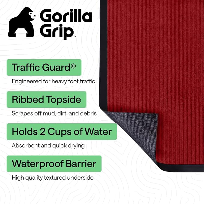 GORILLA GRIP Waterproof Traffic Guard Door Mat, 2 Pack, Indoor Outdoor Heavy - Image 2