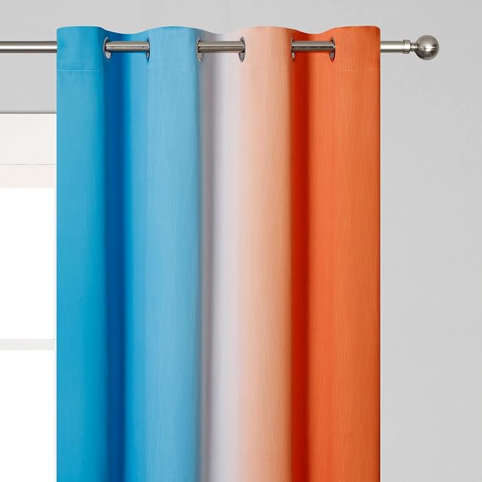 Ombre Orange and Blue Blackout Curtains 52Wx84L Inch Long | Gradient Curtains - Image 4