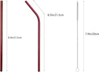 10 Pcs Stainless Steel Straws, Reusable Drinking Straws, 5 Straight + 5 Bent Metal Straws Set With 2 Pcs Cleaning Brushes (Red, 8.5 Inch)