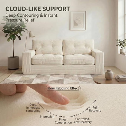 69" Corduroy Loveseat Sofa in a Box, High-Density Foam Couch, No Assembly - Image 6