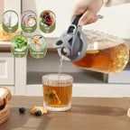 Glass Tea Pitcher with Wide Mouth Airtight Lid Leak Proof Fridge Container with Gray Lid Mason Jar for Water, Tea,Juice and Drinks (2 Pack-64OZ)