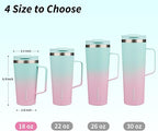 BJPKPK Insulated Tumbler with Handle, 18oz Insulated Tumblers with Lid and Straw, Stainless Steel Metal Water Bottles, Coffee Travel Mugs, Cups, Marshmallow