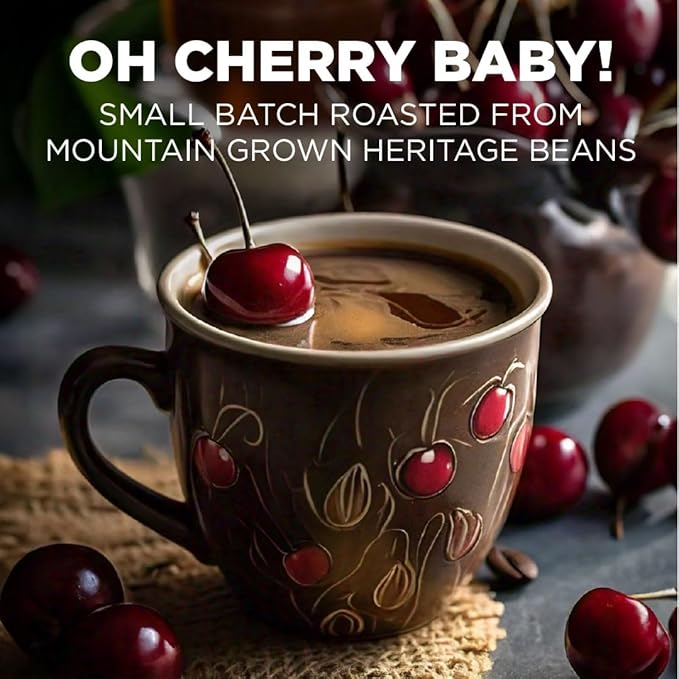 Maud's Cherry Flavored Coffee Pods, 50 ct, Medium Roast Flavored Coffee in Recyclable Single Serve Pods – 100% Arabica Beans, Compatible with Keurig K Cups Maker
