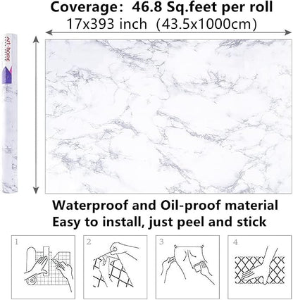 Arthome White Marble Contact Paper - Image 7