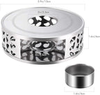 Teabloom Silhouette Tea Warmer - Brushed Stainless Steel Teapot Warmer with Tealight Holder and Candle