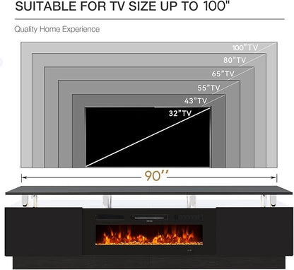 90" TV Stand for Living Room, Large Entertainment Center & Media Console - Image 8