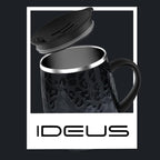 Ideus 16 oz (470 ml) Insulated Coffee Mug with Handle and Lid, Double Wall Stainless Steel Vacuum Thermal Coffee Mug, Travel Coffee Cup Thermal Cup for Home and Office, Leopard Black