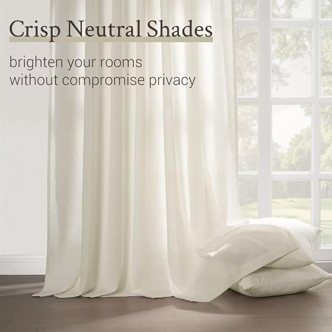 Topfinel 102 Inch Curtains 1 Panels Set, Two Packs Pinch Pleat Back Tab Linen - Image 3