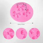 Bow Molds for Chocolate 4 PCS,Bow Chocolate Molds Silicone DIY Baking Supplies,for Chocolate, Fondant, Ice Cubes, and More(Square+round, Pink, 2.7in)
