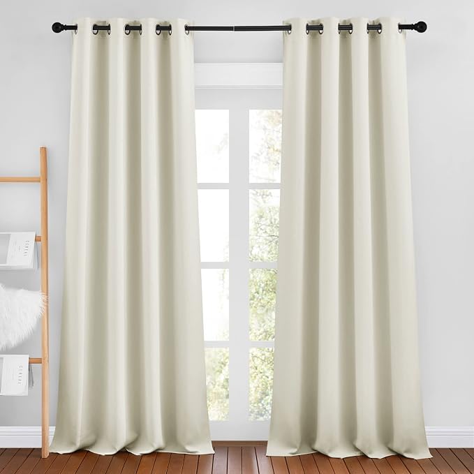 NICETOWN Beige Room Darkening Bedroom Curtains 96 inches Long, Grommet Thermal by NICETOWN