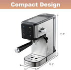 20Bar Espresso Machine with Dual Boiler, LCD Touch Control & Milk Frother| Compact Home Coffee Maker for Café Style Cappuccino & Latte