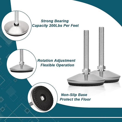 4 Set M10 Leveling Feet with 4-Pronged T Nut, Adjustable Leg Levelers Heavy - Image 3