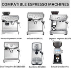 54mm Bottomless Portafilter 3 Ears ABS Handle – Fits Breville Barista Express, Bambino, Impress, Duo Temp Pro and Infuser – Includes 18g Filter Basket Hands-Free Dosing Funnel & 1.7mm Puck Screen