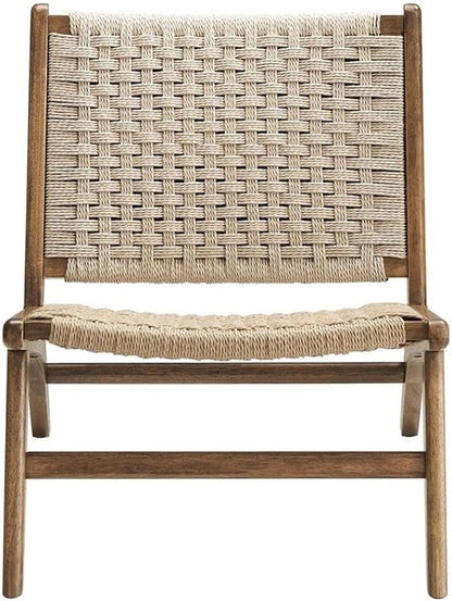 Modway Saoirse Woven Rope Wood Accent Lounge Chair in Walnut Natural - Image 4
