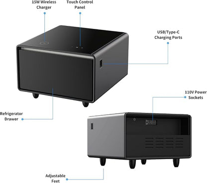 LUMISOL Smart Side Table with Built-in Fridge, Wireless Charging, Temperature - Image 8