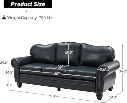 Classic 3-Seater Sofa with Premium Leather Upholstery, Stylish & Comfortable - Image 2