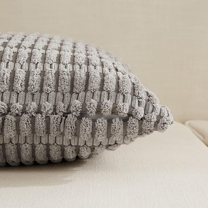 Fancy Homi 4 Packs Grey Decorative Throw Pillow Covers 14x24 Inch - Image 3